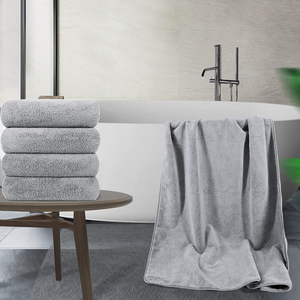 Polyte Plush Quick Dry Lint Free Microfibre Bath Towel Set, 6 Pieces (Grey)