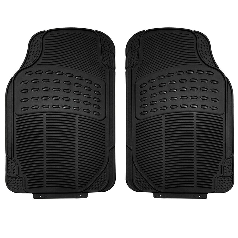 Car Floor Mats Front Rear Rubber Black Universal Fit Carpet 3PCS Set