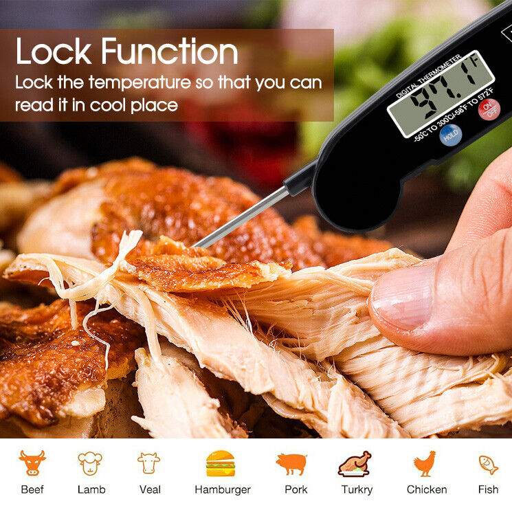 Foldable Digital Thermometer Probe Temperature Kitchen Cooking Food BBQ Meat Jam