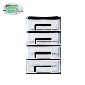 4 Tiers Drawer Storage Organiser Plastic Office Home Desktop Box Cabinet Black