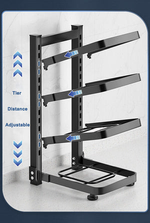 4Tiers Kitchen Pot Frying Pan Storage Rack Organizer Cookware Shelf Holder