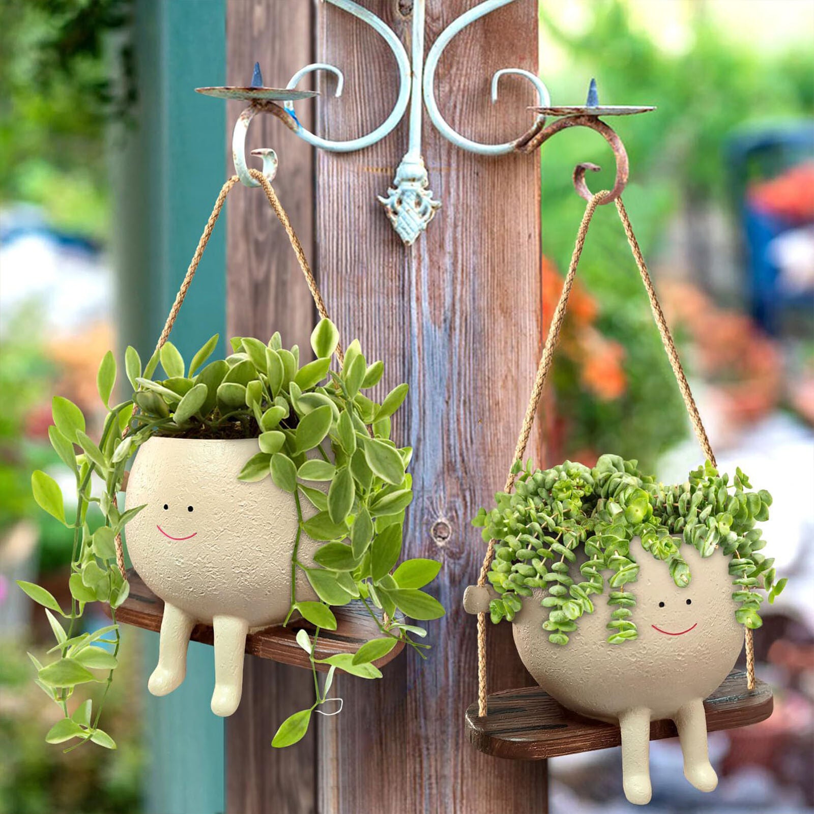 Swing Face Flower Plant Pot Resin Garden Wall Hanging Succulent Planter Pot