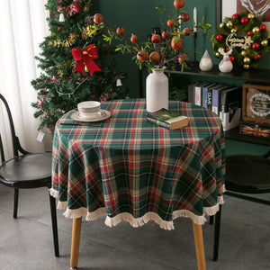 Round Table Cloth 120cm Tassel Christmas Tablecloth Dining Table Cover Home Party