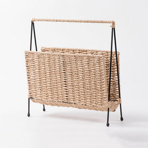 Natural Handwoven Bookshelf Magazine Newspaper Storage Rack Tabletop Book Racks