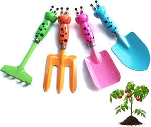 4 Pcs Kids Gardening Tools Set，Garden Tools Set Metal Hand Shovel Mini Garden