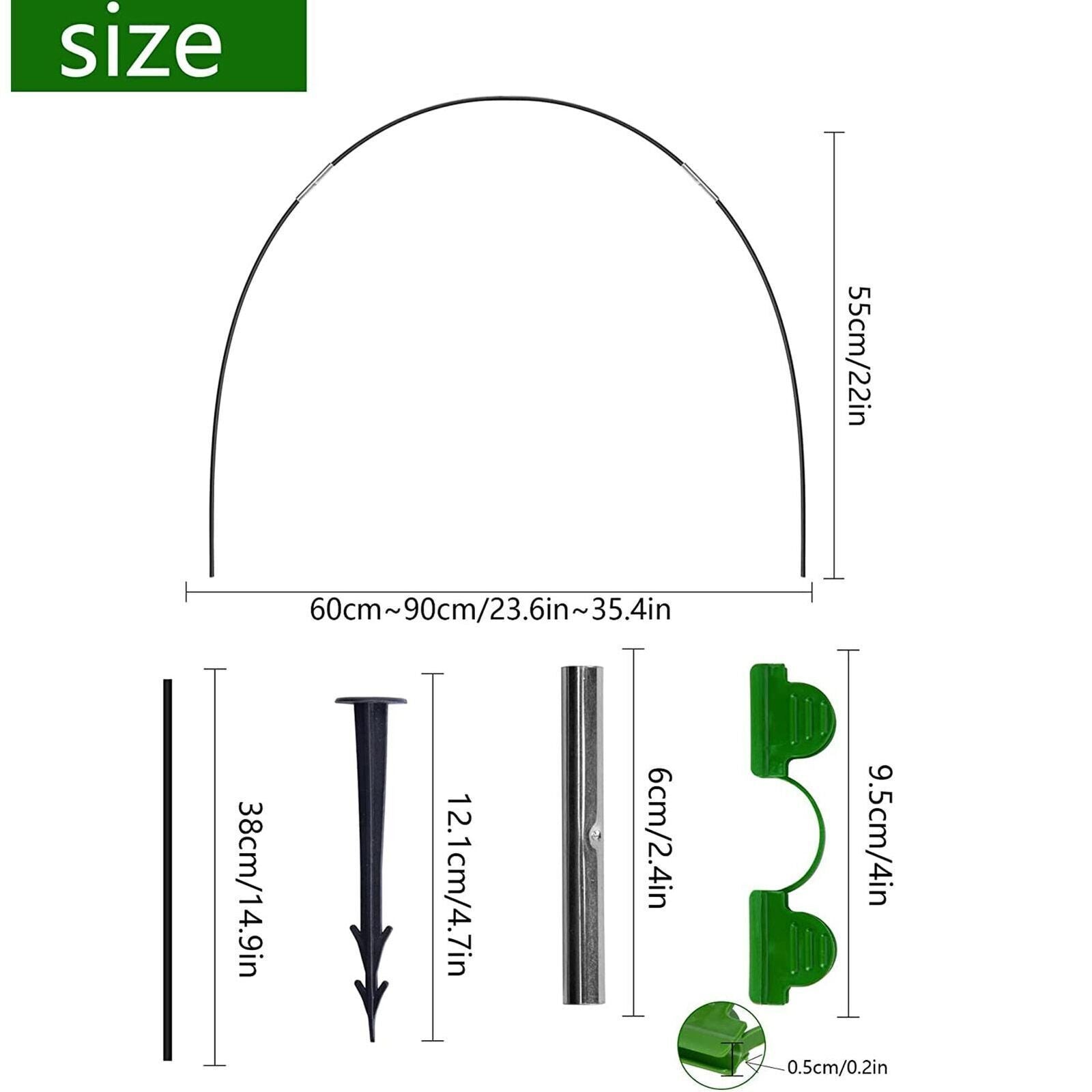 20 Greenhouse Hoops Grow Tunnel Plant Cover Support Frame for Garden Stake