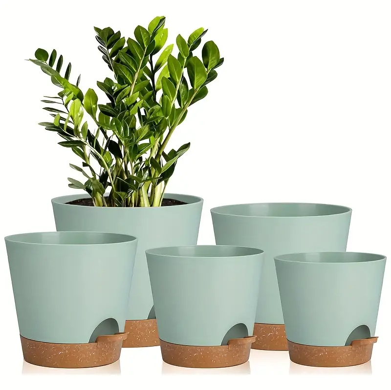 5 Pcs Self Watering Pots Plants Flowers Planters with Drainage Indoor Outdoor