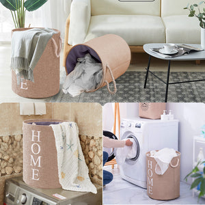 Brown Large Laundry Baskets Foldable Washing Clothes Storage Bag Hamper Bin