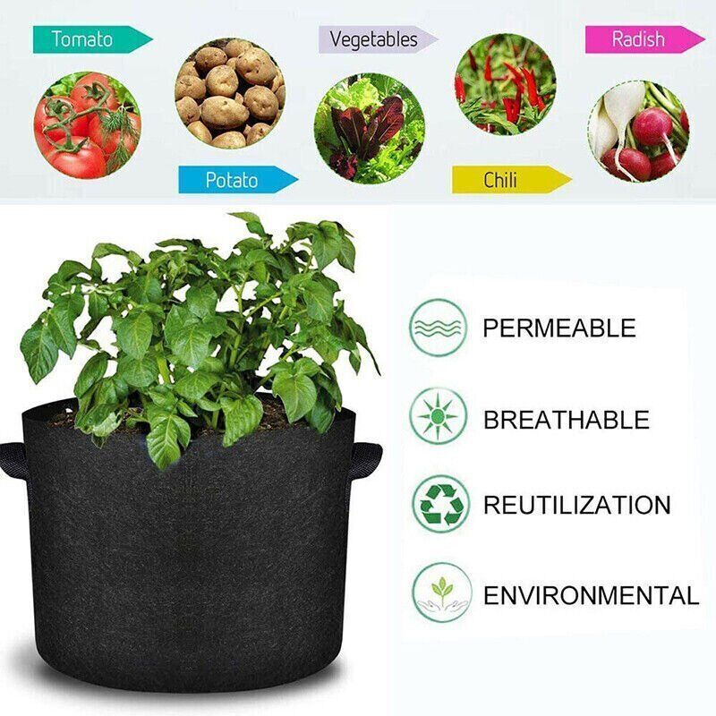 7 Gallon Pack of 10 Fabric Grow Pots Breathable Planter  Gallon Bags