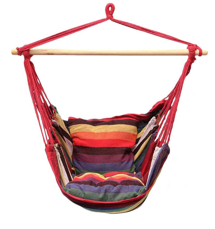 Rainbow Hanging Hammock Chair Swing Portable Garden Outdoor Camping Soft Cushions Pillow