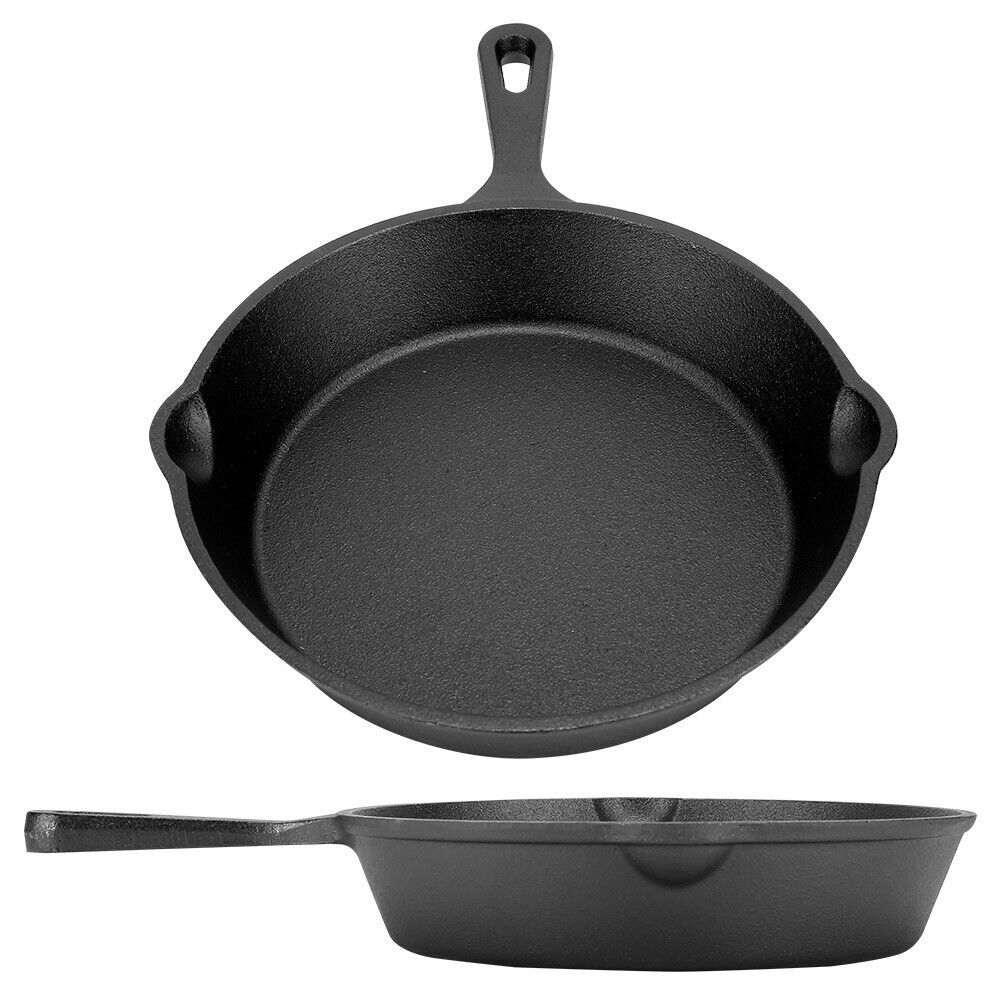 Cast Iron Skillet 3 piece-set Camping BBQ Oven Frying Pan Cookware Indoor Cooker