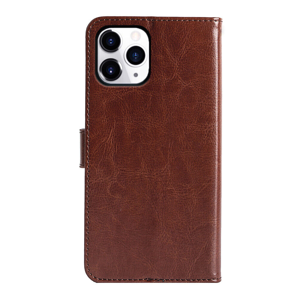 Brown iPhone 15 Pro Max Leather Flip Wallet Case Card Cover