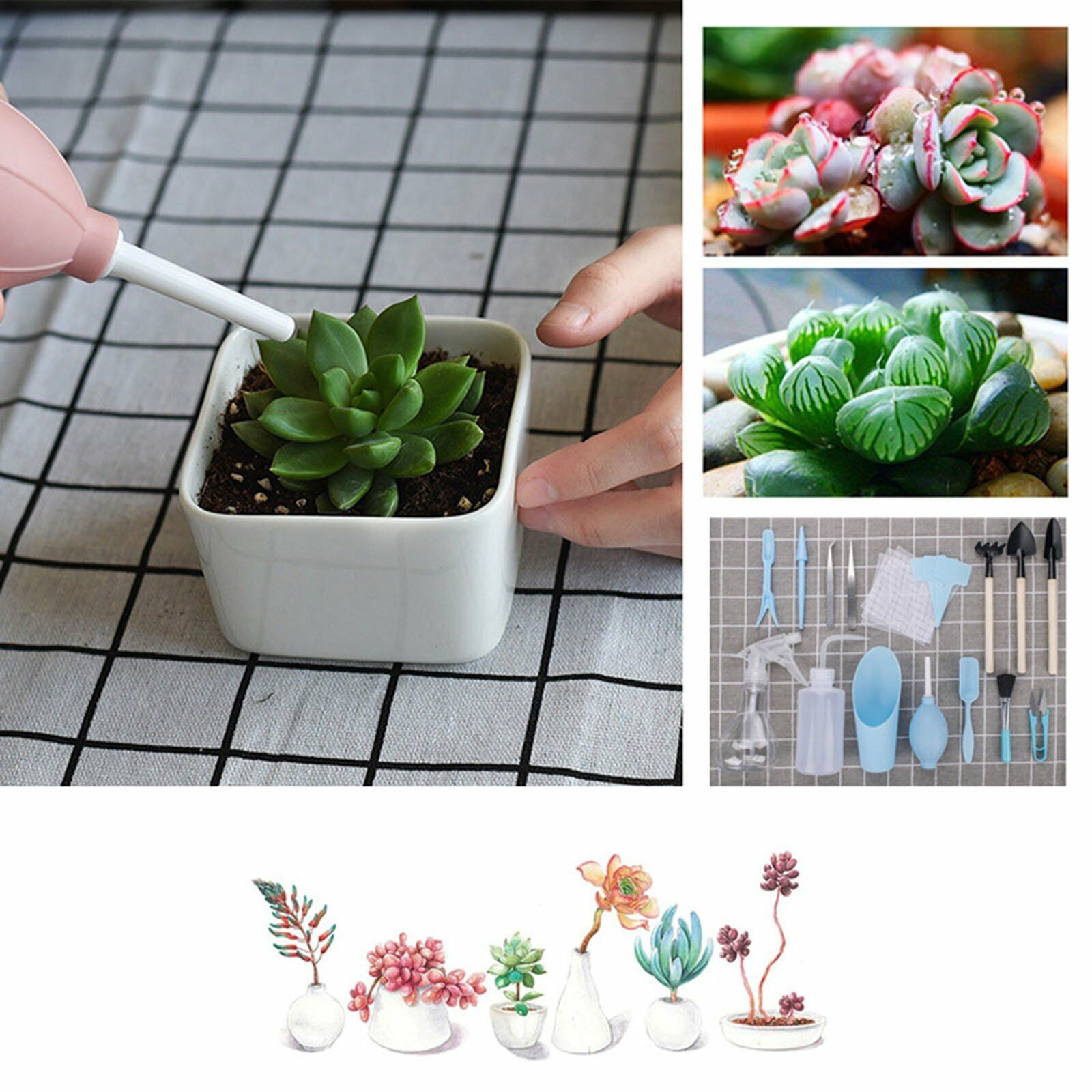 16X Mini Garden Hand Tools Transplanting Succulent Plant Gardening Tool Rake Set