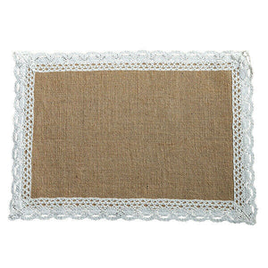 6PCS C Placemats Linen Table Mats with Tassel Lace Woven Rectang Tableware