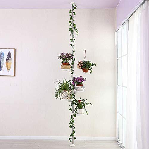 7-Layer Indoor Plant Stands Spring Tension Pole Metal Flower