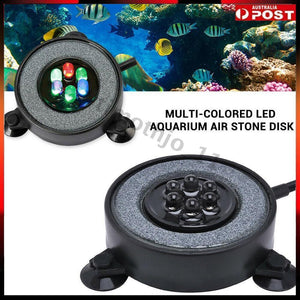 MIni Aquarium Bubble LED Air Stone Disk Fish Tank Lights Lamp Multicolor Change