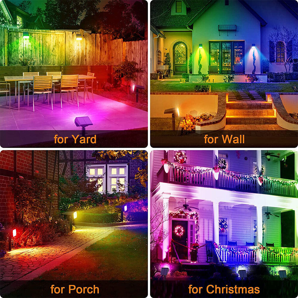 RGB Solar Spot Lights LED Garden Outdoor Pathway Lawn Fence Lamp Spotlight Light