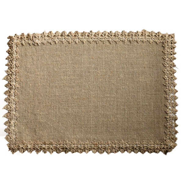 6PCS C Placemats Linen Table Mats with Tassel Lace Woven Rectang Tableware