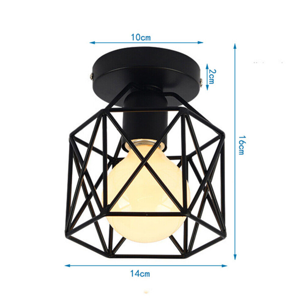 Retro Ceiling Lamp Shade Industrial Vintage Cage Pendant Light Holder Fixture