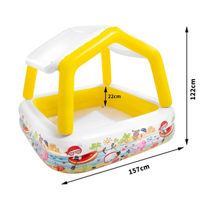 Inflatable Swimming Pool Kids Toy Above Ground with Sun Shade Canopy