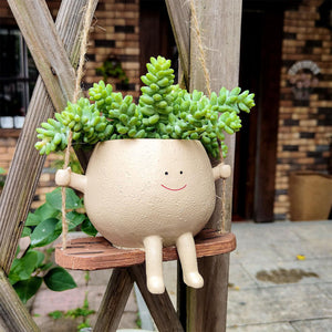 Swing Face Flower Plant Pot Resin Garden Wall Hanging Succulent Planter Pot