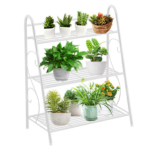 Metal Plant Stand 3 Tier Corner Rack Shelf  Flower Pots Holder Inoor Outdoor white