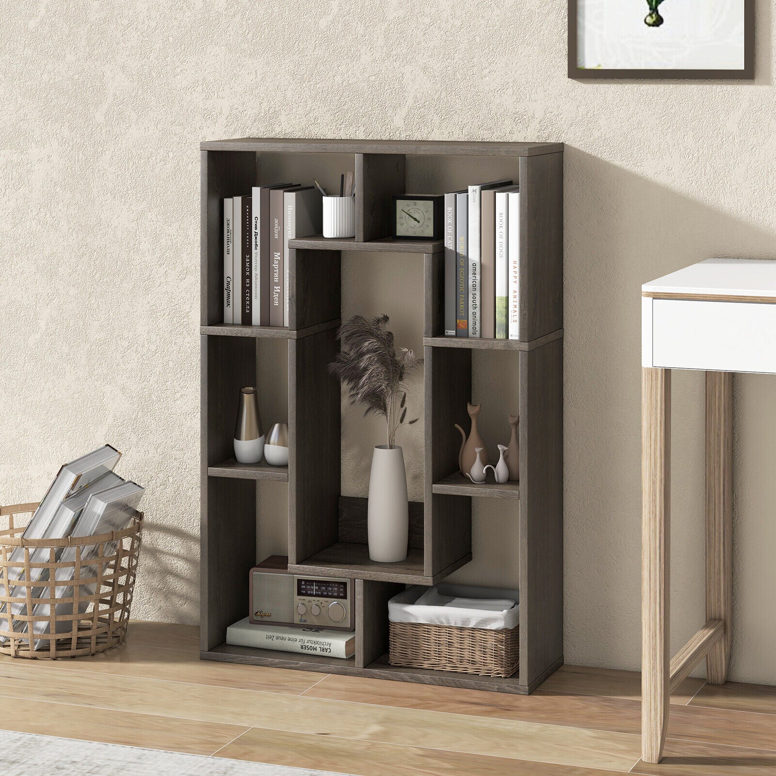 7-Cube Bookshelf Storage Display Shelf Cabinet Modern Open Bookcase