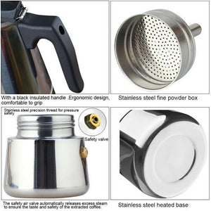 4Cup 200ml Coffee Maker Moka Percolator Stove Top Espresso Latte Stainless Pot