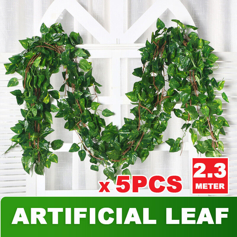 5Pcs 2.3M Artificial Lvy Vine Fake Foliage Flower Hanging Leaf Garland Plant Au