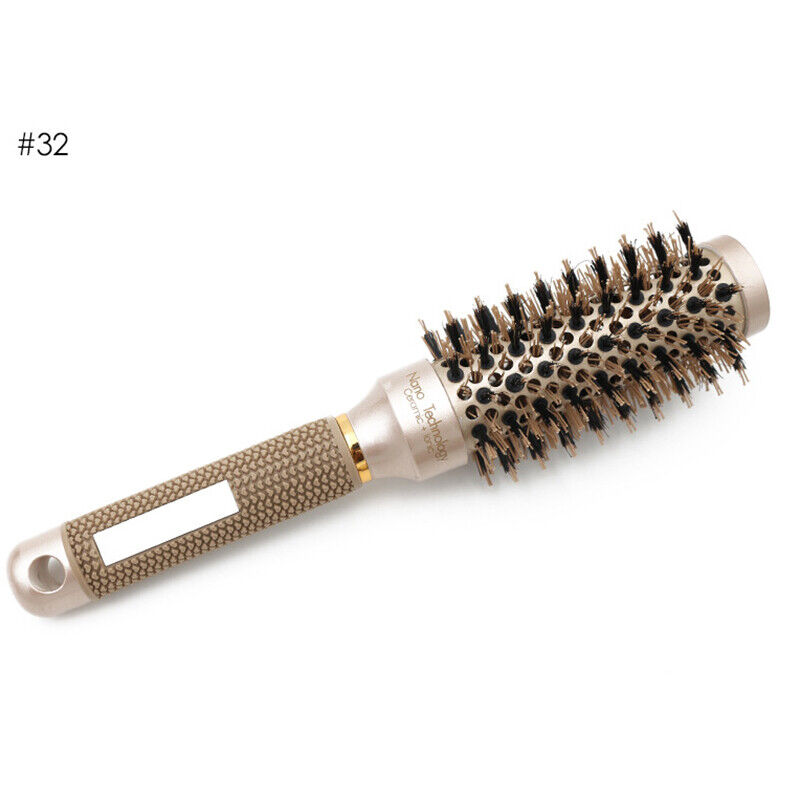 Thermal Ceramic Ionic Round Barrel Hair Brush Comb with Boar Bristle Salon Home