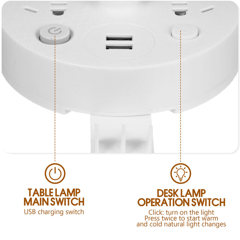 USB Bedside Table & Desk Lamp with 3 USB Charging Ports and 2 Outlets Power Stri