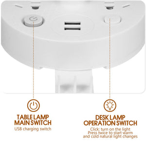 USB Bedside Table & Desk Lamp with 3 USB Charging Ports and 2 Outlets Power Stri