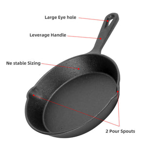 Cast Iron Skillet 3 piece-set Camping BBQ Oven Frying Pan Cookware Indoor Cooker