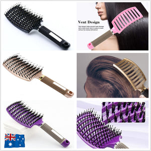 Detangle Nylon Boar Bristle Brush Hairbrush Smooth Hair Head Scalp Massage Comb