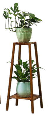 2Tiers Bamboo Plant Stand Corner Rack Ladder Shelf Flower Pot Holder for Balcony