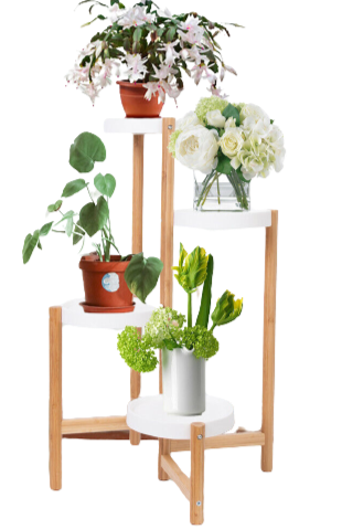 Bamboo Plant Stand 4 Tier Plant Holder for Multiple Flower Pots Indoor Outdoor