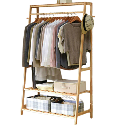 Bedroom Dressroom Bamboo Coat Clothes Rack Stand Shelf Shoe Box Holder