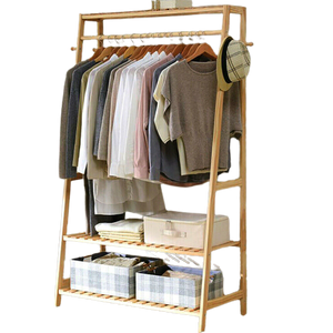 Bedroom Dressroom Bamboo Coat Clothes Rack Stand Shelf Shoe Box Holder