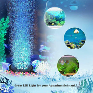 MIni Aquarium Bubble LED Air Stone Disk Fish Tank Lights Lamp Multicolor Change