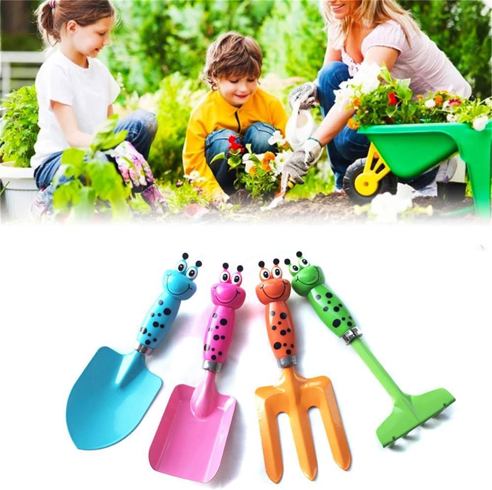 4 Pcs Kids Gardening Tools Set，Garden Tools Set Metal Hand Shovel Mini Garden