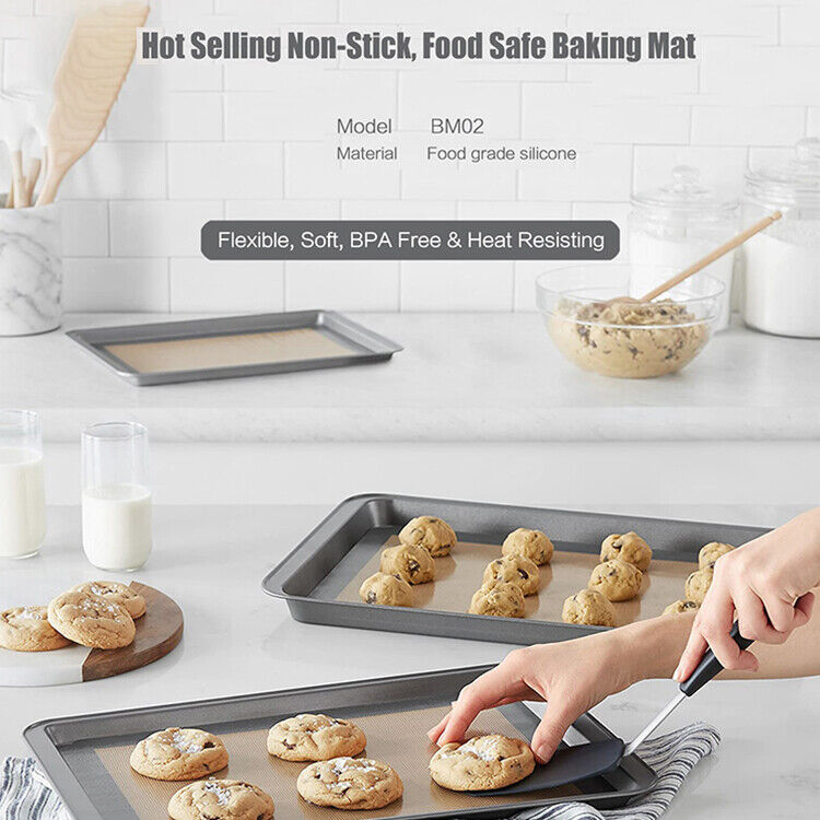 2 pcs Eco-friendly Non Stick Silicone Baking  Mat BBQ Pastry Oven Knead Dough sheet