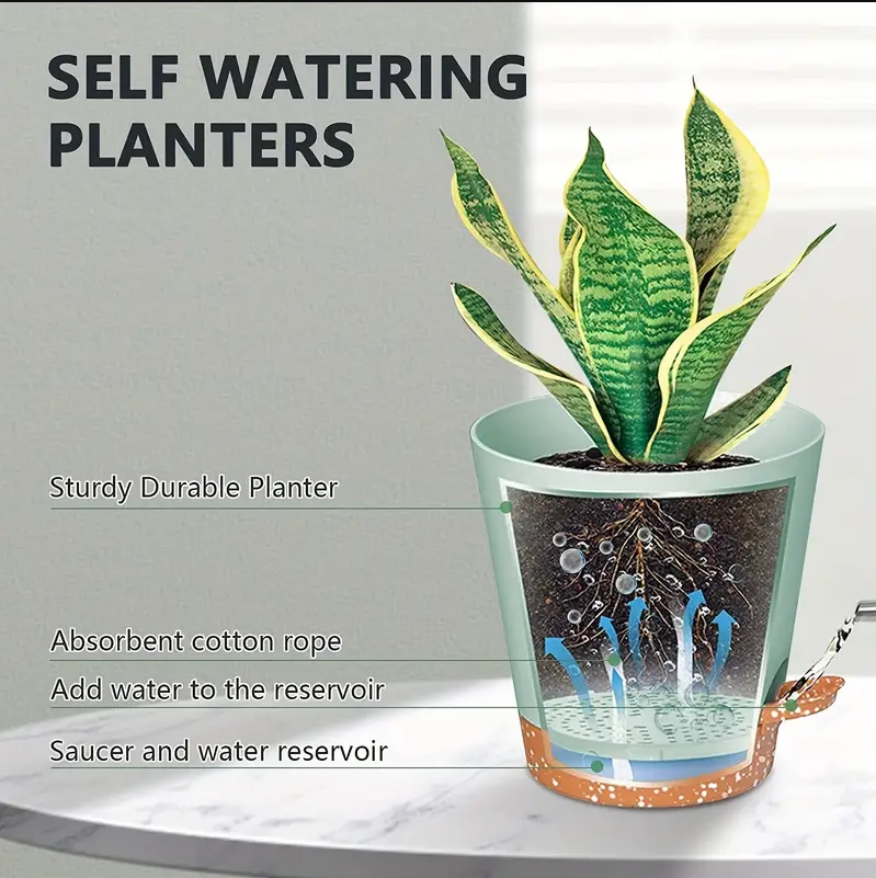 5 Pcs Self Watering Pots Plants Flowers Planters with Drainage Indoor Outdoor