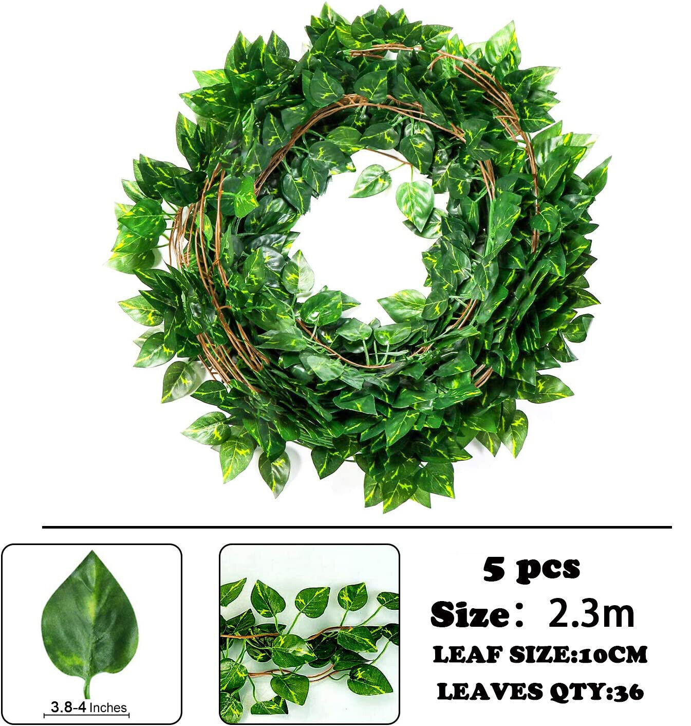 5Pcs 2.3M Artificial Lvy Vine Fake Foliage Flower Hanging Leaf Garland Plant Au