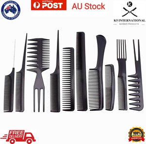 10Pcs/Set Hair Combs Salon Hairdressing Hair Style Barber Plastic Brush Comb AU