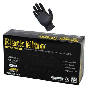 BLACK DISPOSABLE POWDER FREE NITRILE GLOVES FOOD INDUSTRIAL MEDICAL PROTECTION 100 PCS