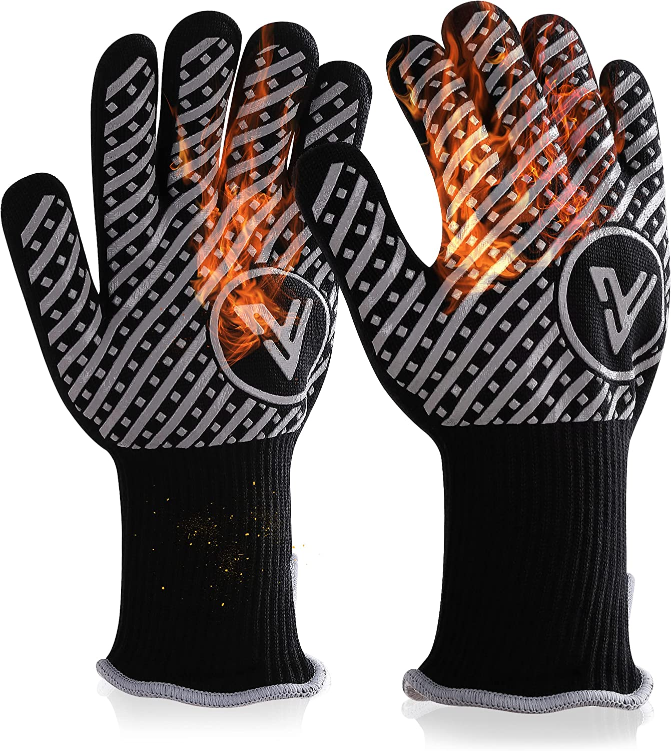 Extreme Heat Resistant BBQ Grilling Gloves Upto 800C/1472F, Non-Slip Silicone