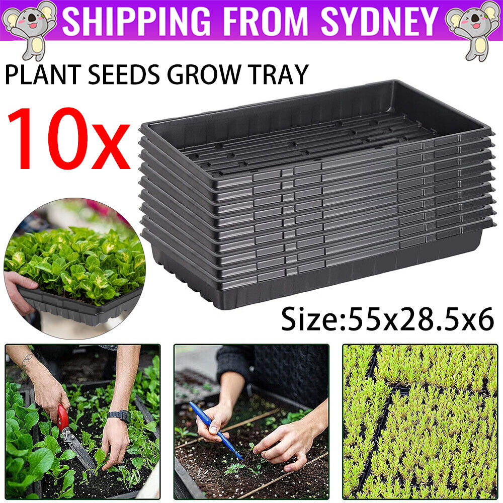 10x Garden Black Plastic Rectangle Plant Seedling Propagation Seeding Tray AUS