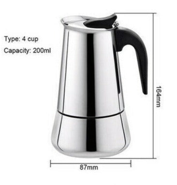 4Cup 200ml Coffee Maker Moka Percolator Stove Top Espresso Latte Stainless Pot