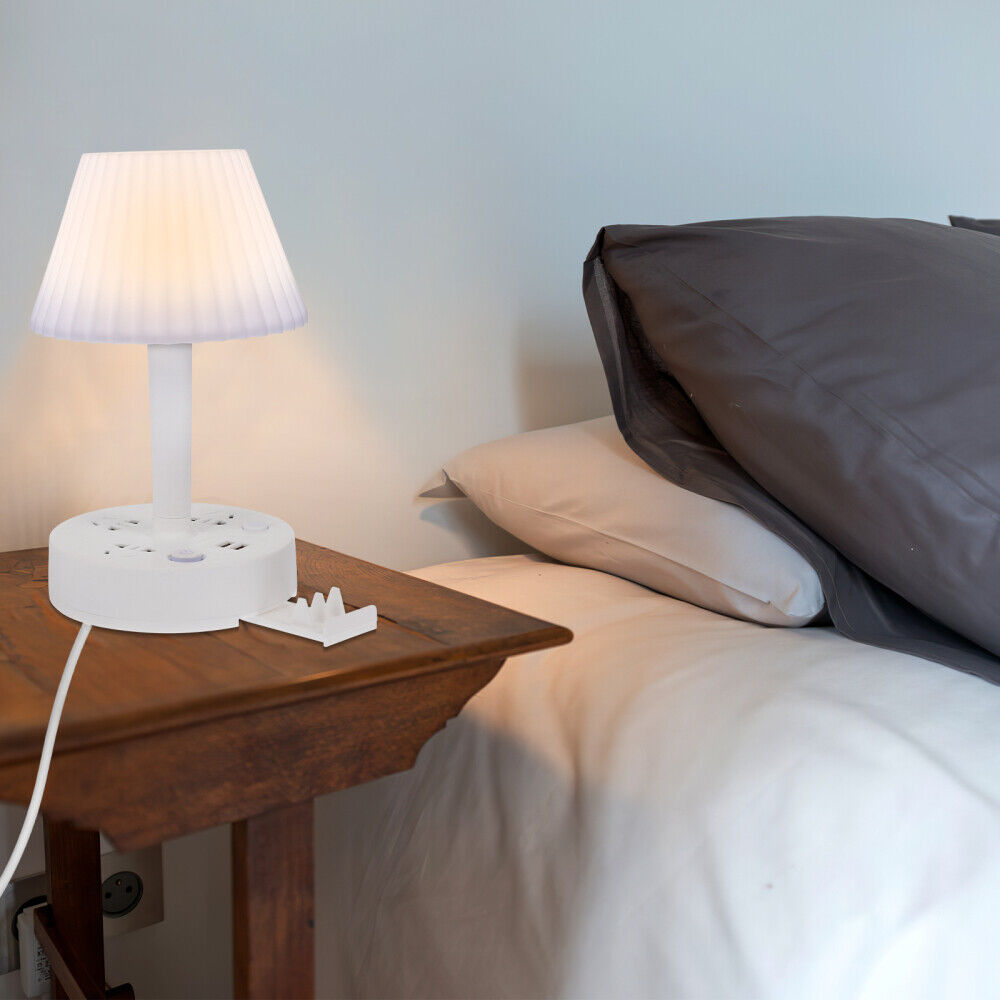 USB Bedside Table & Desk Lamp with 3 USB Charging Ports and 2 Outlets Power Stri