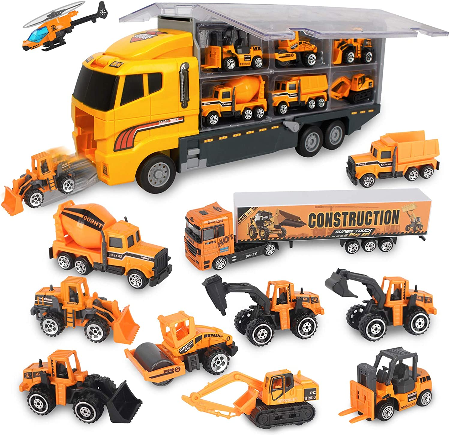 Construction Toy Vehicle Cars Model Trucks, Transporter Truck Excavator